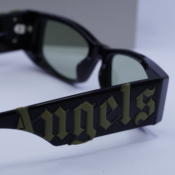 Palm Angels PERI007 ANGEL 1055 Rectangle Sunglasses - Black/Green - Picture 10 of 11